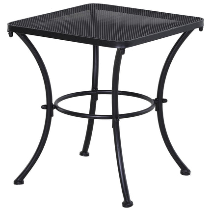Black metal side table for patio, 45x45x50 cm