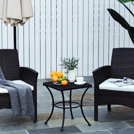 Black metal side table for patio, 45x45x50 cm