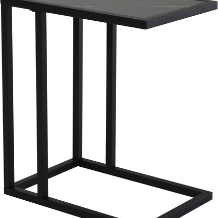 Schwarzer Couchtisch, Marmoroptik, Metallrahmen, 45x30x51,5 cm