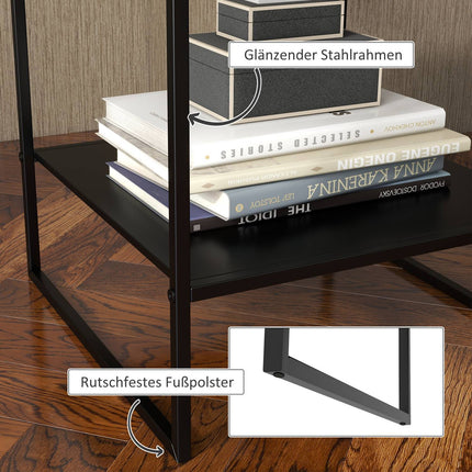 Schwarzer Beistelltisch mit Ablage – Stahlgestell 40x40x45 cm