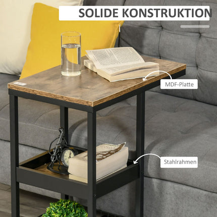 Industrieller Beistelltisch mit Rollen, dunkelbraun, 51x33x66 cm