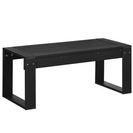 Rechteckiger Outdoor-Beistelltisch, Holzoptik HDPE, schwarz 95x42x40cm