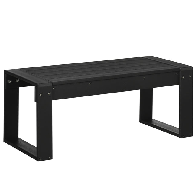 Obdélníkový venkovní odkládací stolek, HDPE ve vzhledu dřeva, černá 95x42x40 cm