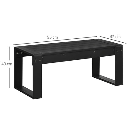 Rechteckiger Outdoor-Beistelltisch, Holzoptik HDPE, schwarz 95x42x40cm