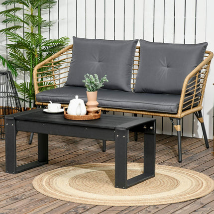 Rechteckiger Outdoor-Beistelltisch, Holzoptik HDPE, schwarz 95x42x40cm