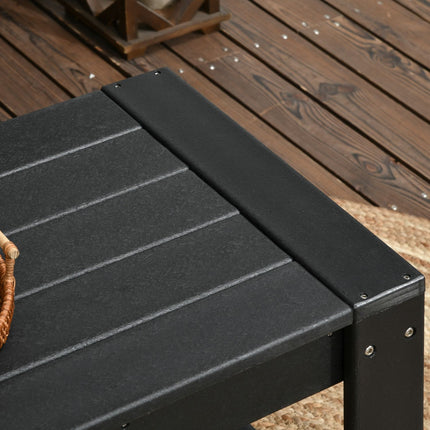 Rechteckiger Outdoor-Beistelltisch, Holzoptik HDPE, schwarz 95x42x40cm