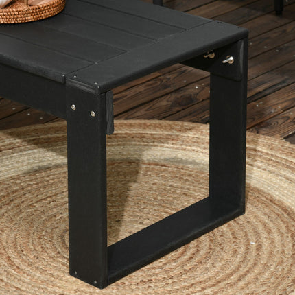 Rechteckiger Outdoor-Beistelltisch, Holzoptik HDPE, schwarz 95x42x40cm
