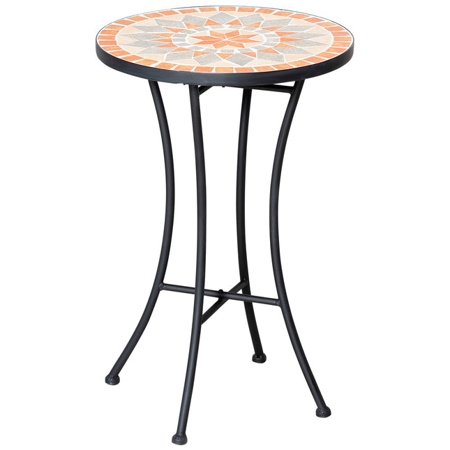 Runder wetterfester Gartentisch – 35,5 cm, Gelb/Grau