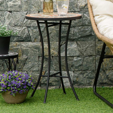 Runder wetterfester Gartentisch – 35,5 cm, Gelb/Grau