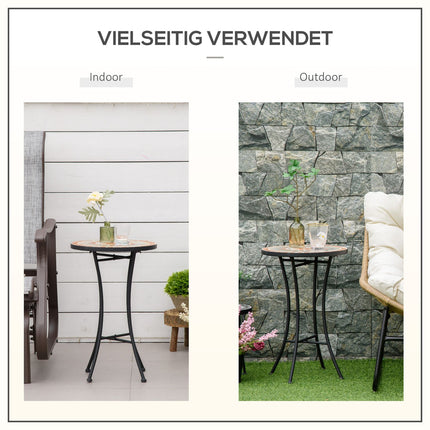 Runder wetterfester Gartentisch – 35,5 cm, Gelb/Grau