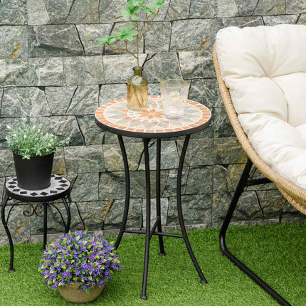 Runder wetterfester Gartentisch – 35,5 cm, Gelb/Grau