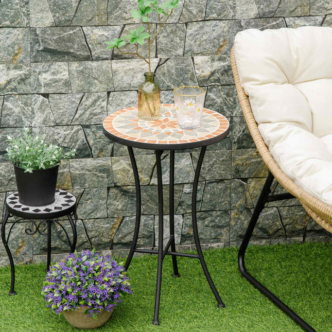 Runder wetterfester Gartentisch – 35,5 cm, Gelb/Grau