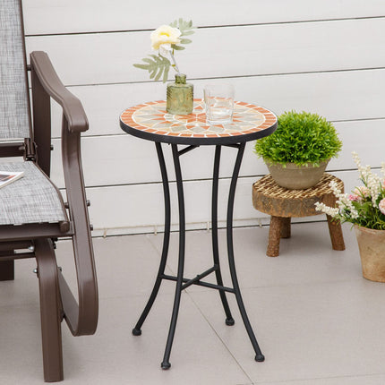 Runder wetterfester Gartentisch – 35,5 cm, Gelb/Grau
