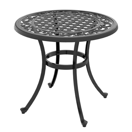 Terrassentisch aus schwarzem Aluminium, 60x60x53 cm, 50 kg Tragkraft