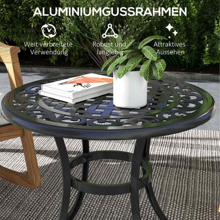 Terrassentisch aus schwarzem Aluminium, 60x60x53 cm, 50 kg Tragkraft