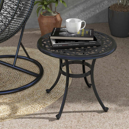 Terrassentisch aus schwarzem Aluminium, 60x60x53 cm, 50 kg Tragkraft