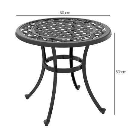 Terrassentisch aus schwarzem Aluminium, 60x60x53 cm, 50 kg Tragkraft