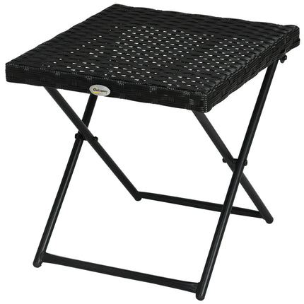 Folding side table in poly rattan - Black, 40 x 40 cm