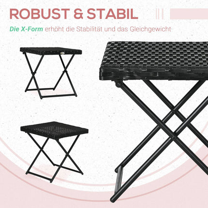 Folding side table in poly rattan - Black, 40 x 40 cm