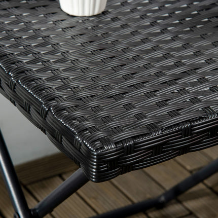 Folding side table in poly rattan - Black, 40 x 40 cm