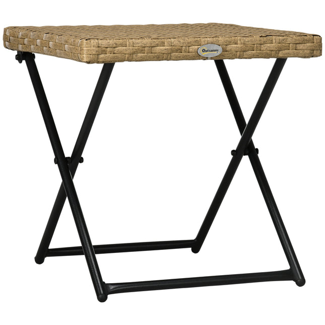 Klappbarer Gartenbeistelltisch aus Polyrattan, Metall, 40x40x40cm