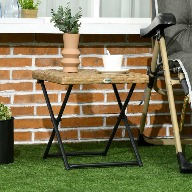 Klappbarer Gartenbeistelltisch aus Polyrattan, Metall, 40x40x40cm