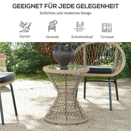 Rattan side table with UV protection, 45x45cm Boho Design