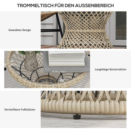 Rattan side table with UV protection, 45x45cm Boho Design