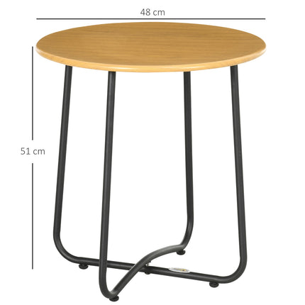 Runder Beistelltisch in Holzoptik - Stahlplatte, 48x48x51cm