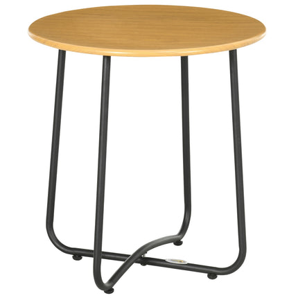 Runder Beistelltisch in Holzoptik - Stahlplatte, 48x48x51cm