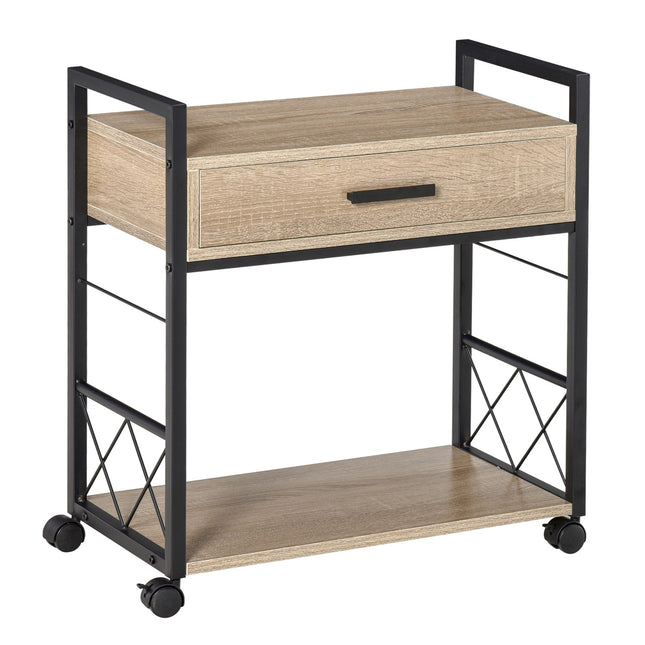 Küchenservierwagen mit Rollen, Schublade, Ablage, 60x30x65 cm