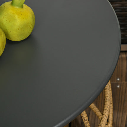 2er-Set handgeflochtene Beistelltische, Ø46+Ø60 cm, Sand-Finish