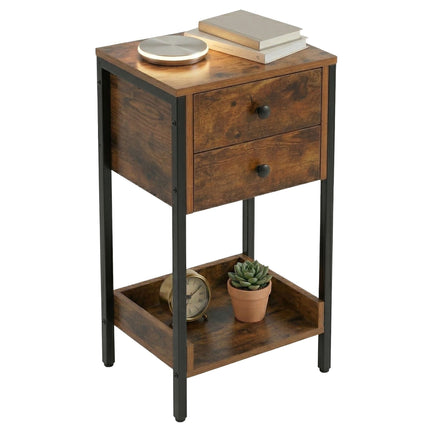 Beistelltisch mit Schublade und Ablage – Industrial Holzoptik
