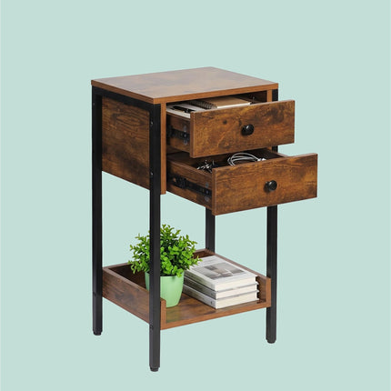 Beistelltisch mit Schublade und Ablage – Industrial Holzoptik