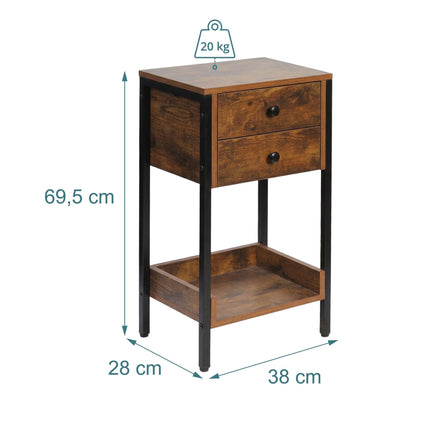 Beistelltisch mit Schublade und Ablage – Industrial Holzoptik