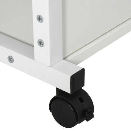 Height-adjustable side table with wheels, 2 shelves, white