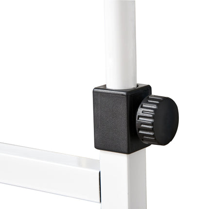 Height-adjustable side table with wheels, 2 shelves, white