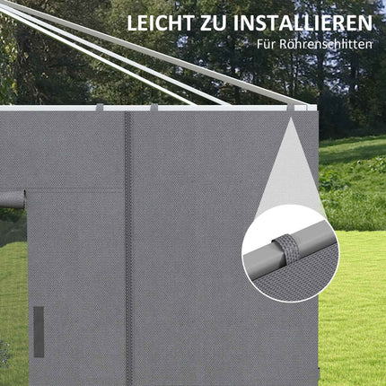 Pavillon-Seitenwände, Netzfenster, dunkelgrau, 2.95x2.95M