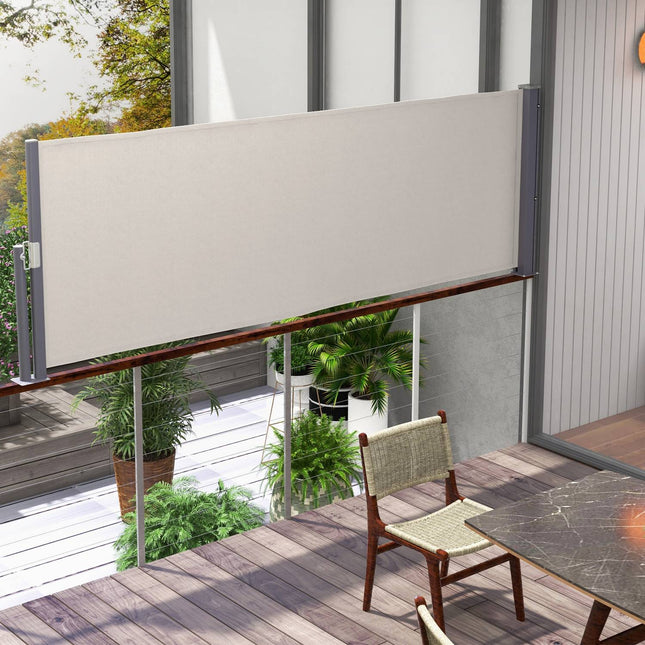 Retractable light gray garden awning 300x100cm, UV & wind protection