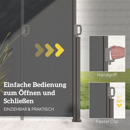 Dunkelgraue ausziehbare Seitenmarkise, 300x140cm Sichtschutz
