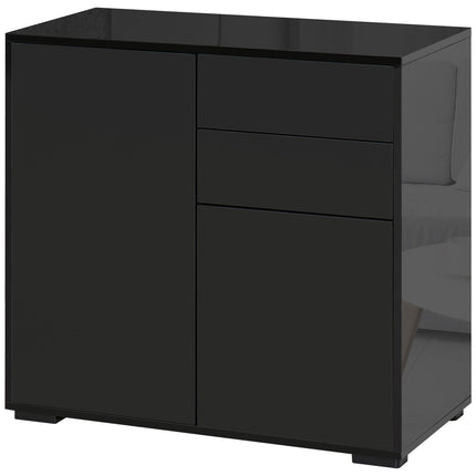 Black storage sideboard with drawers & doors, 117x36x74cm