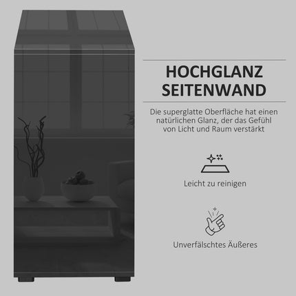 Black storage sideboard with drawers & doors, 117x36x74cm