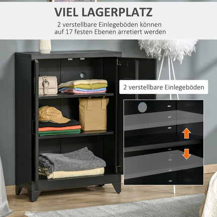 Schwarze gerippte Sideboards mit Regalen, 75x33x110 cm