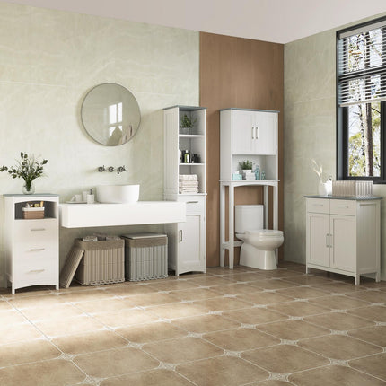 Skandinavisches Sideboard mit 4 Schubladen, 2 Ablagen, Naturholz