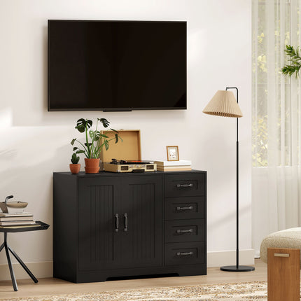 Komoda, moderní styl, 4 zásuvky, 1 skříňka, černá