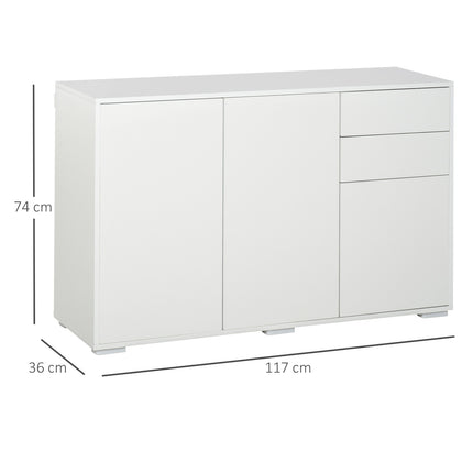Weißes Sideboard mit 2 Schubladen und 3 Türen