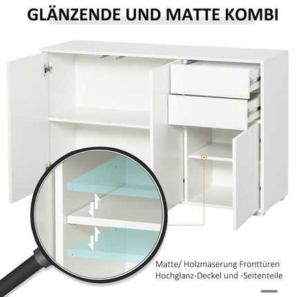 Weißes Sideboard mit 2 Schubladen und 3 Türen