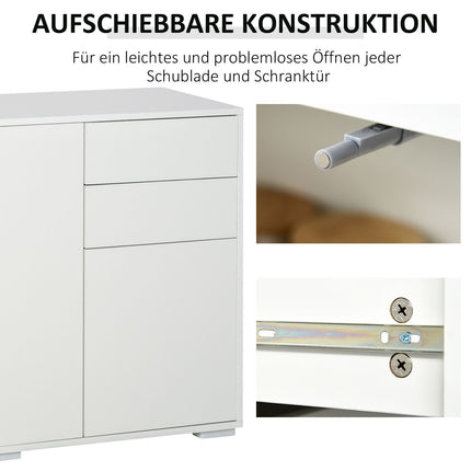 Weißes Sideboard mit 2 Schubladen und 3 Türen
