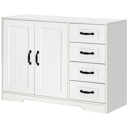Weißes Sideboard – 4 Schubladen & verstellbarer Einlegeboden