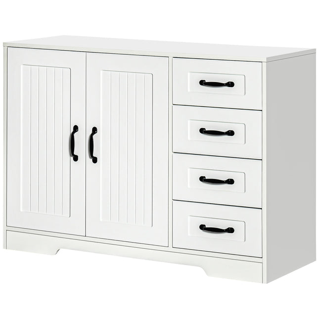 Weißes Sideboard – 4 Schubladen & verstellbarer Einlegeboden